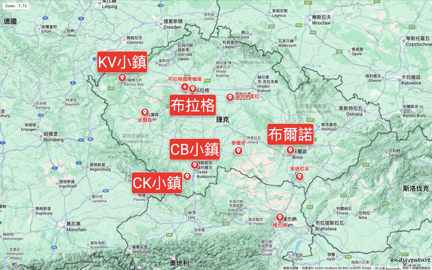 捷克住宿地圖 捷克住宿地圖