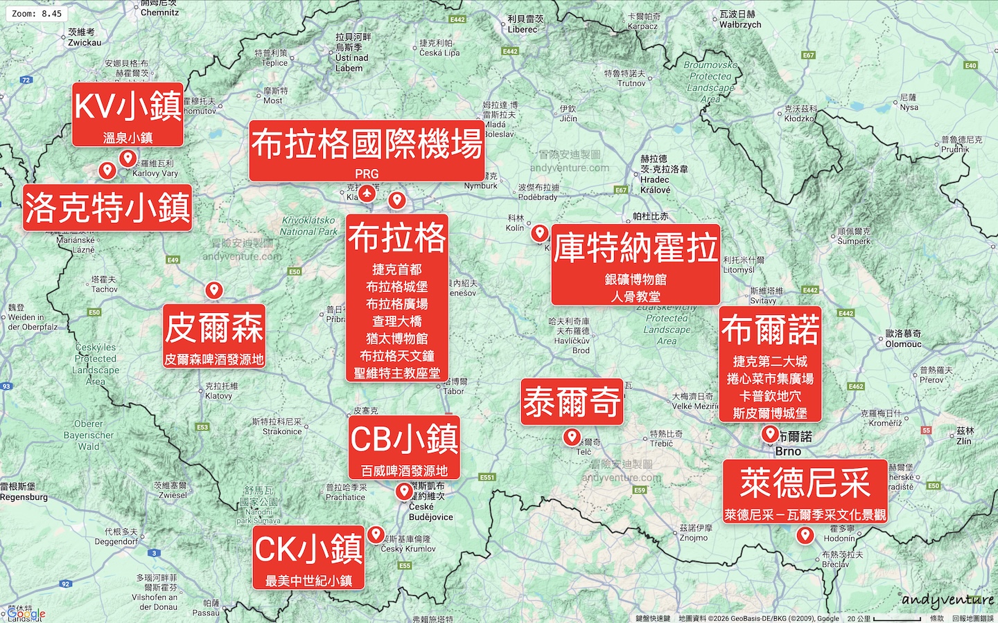 捷克景點地圖 捷克景點地圖