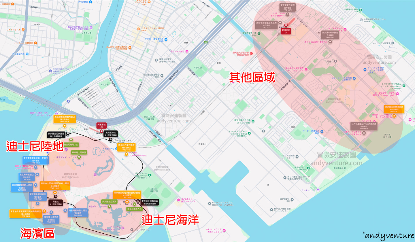 東京迪士尼住宿地圖