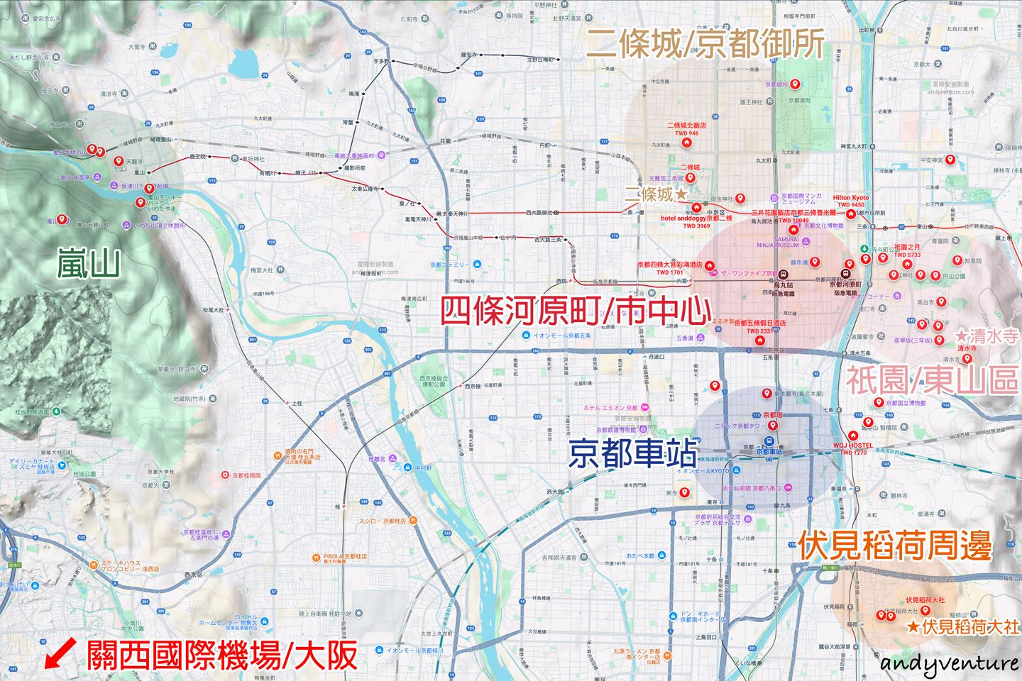 京都住宿地圖