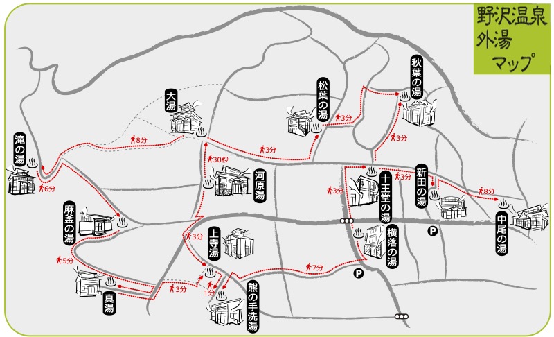 野澤溫泉村外湯地圖