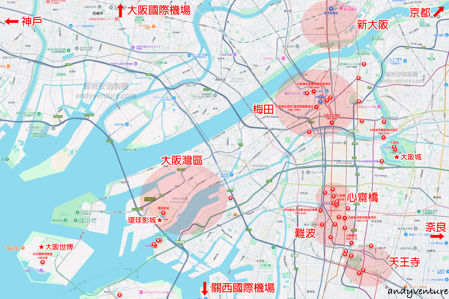 大阪住宿地圖