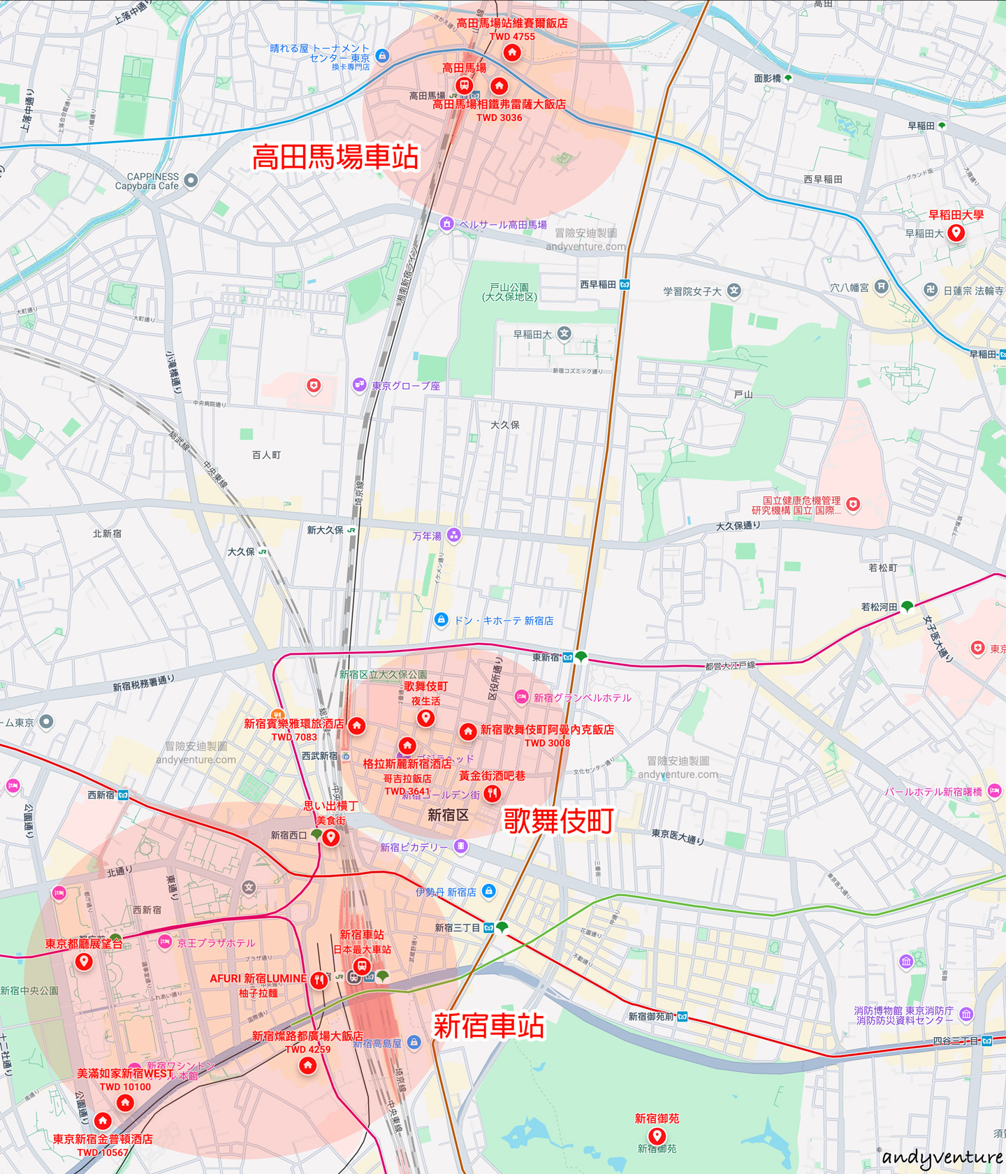 新宿住宿地圖