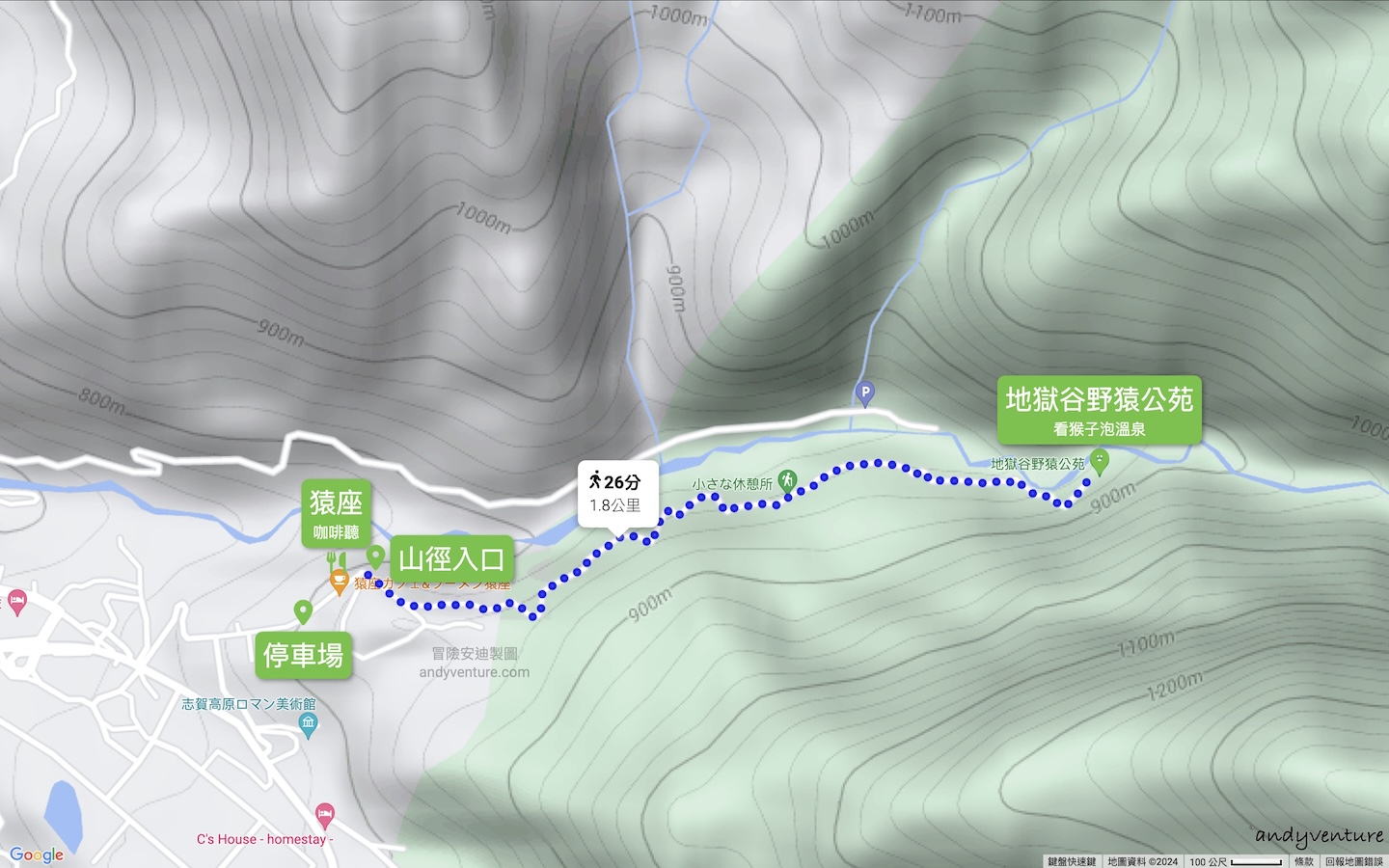 地獄谷野猿公苑山徑路線