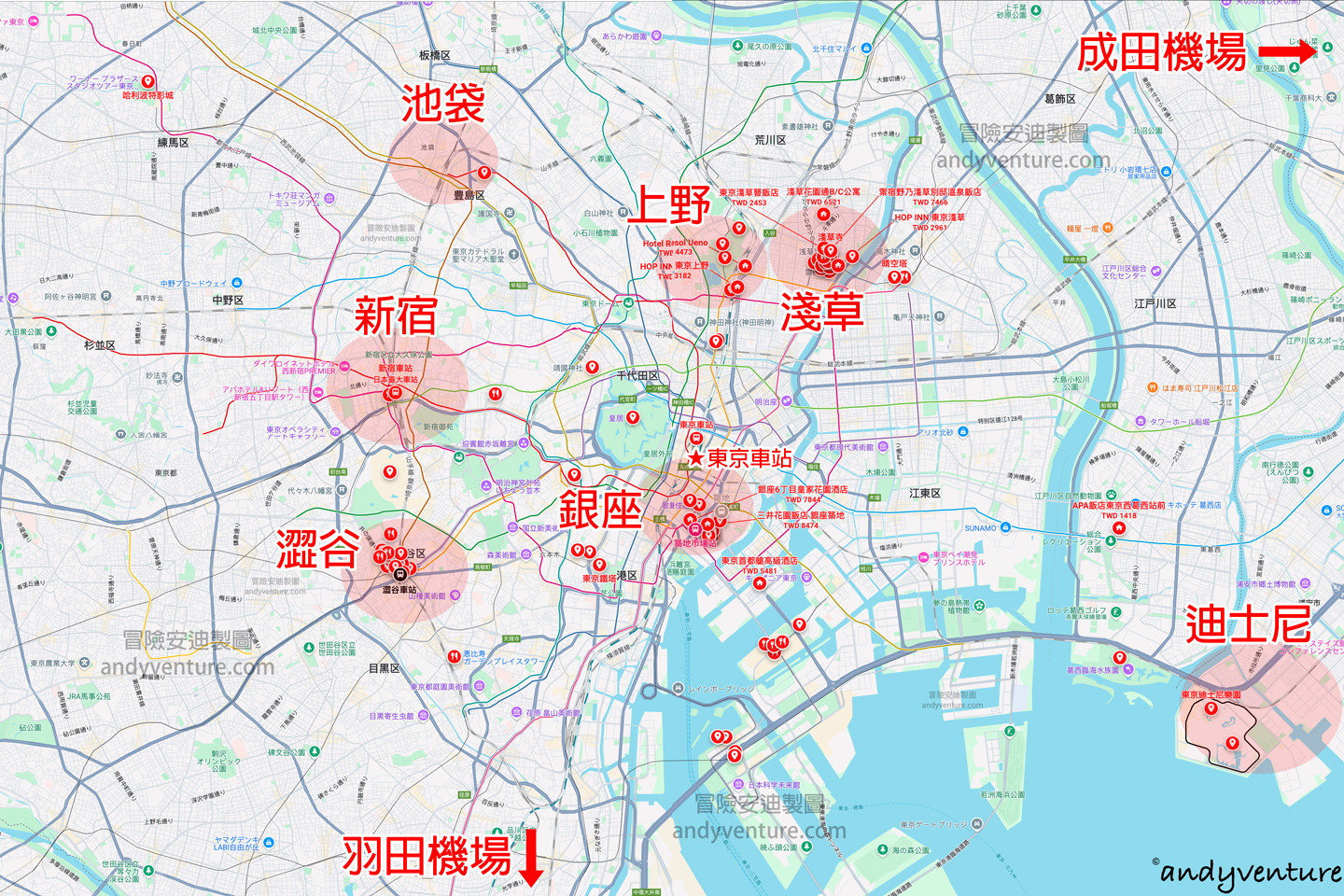 東京住宿地圖