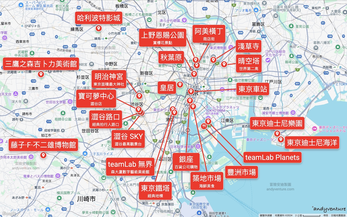 東京景點地圖 東京景點地圖