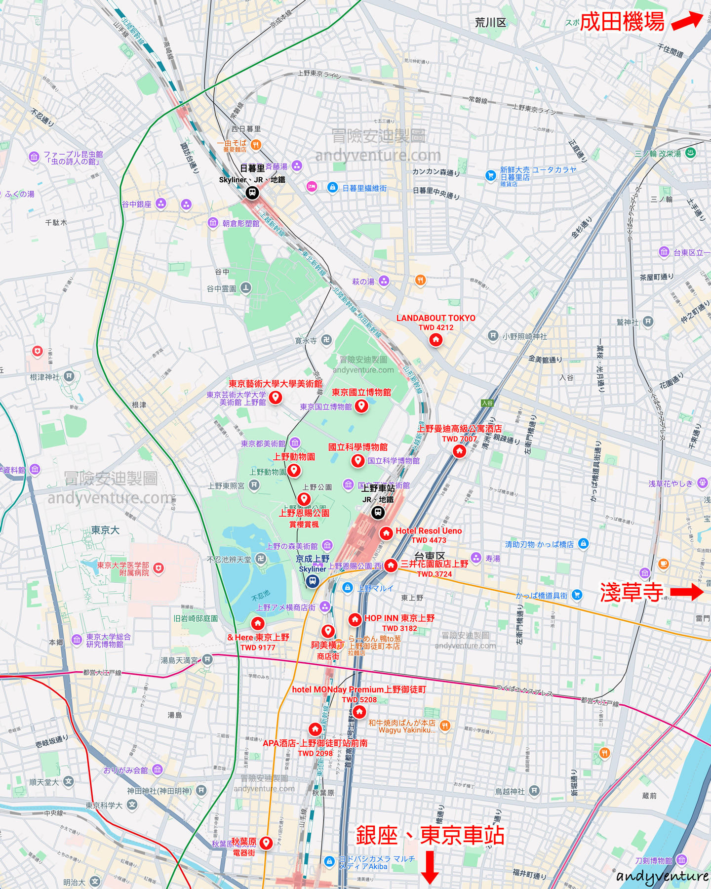 上野住宿地圖