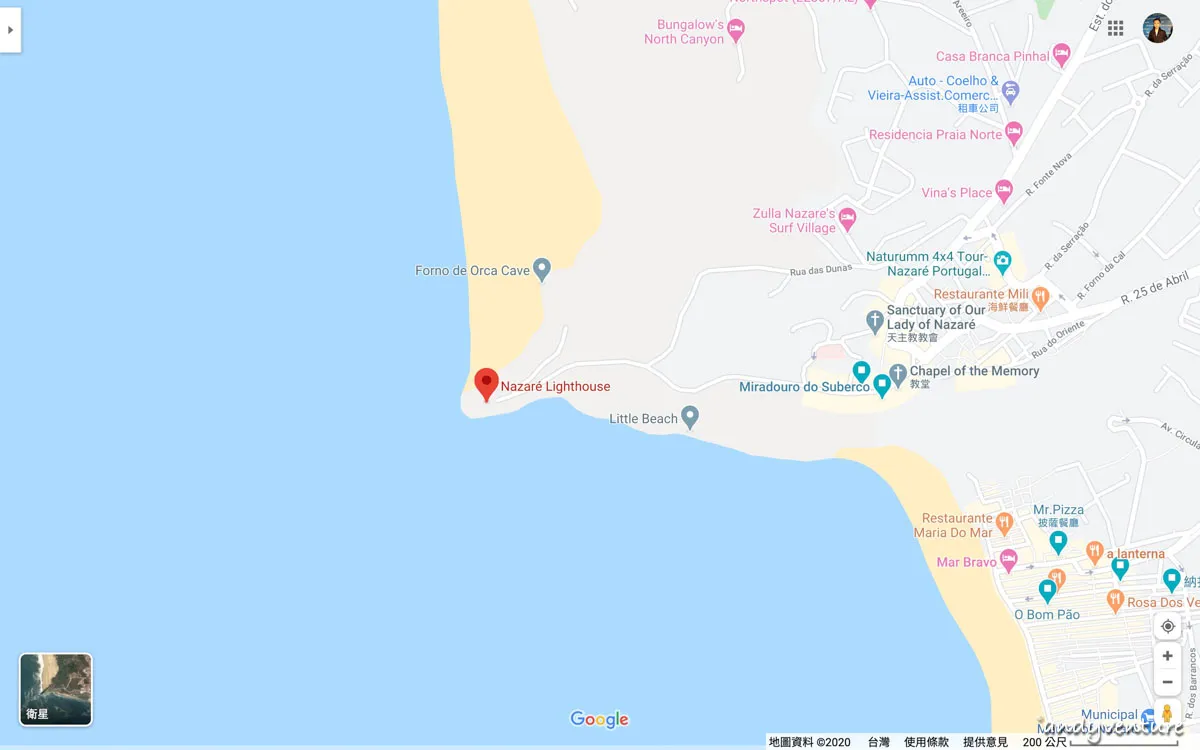 納扎雷燈塔google map位置