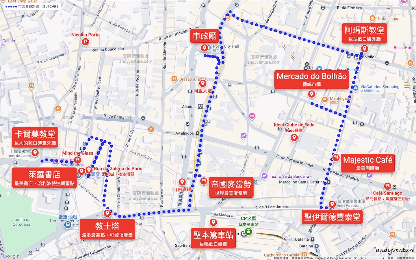 波多景點市區路線 波多景點路線:市區路線