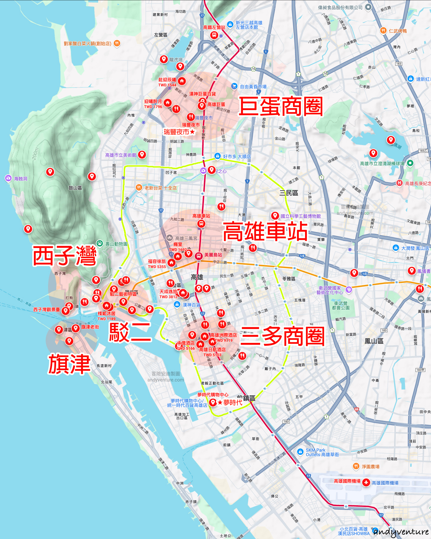 高雄住宿地圖