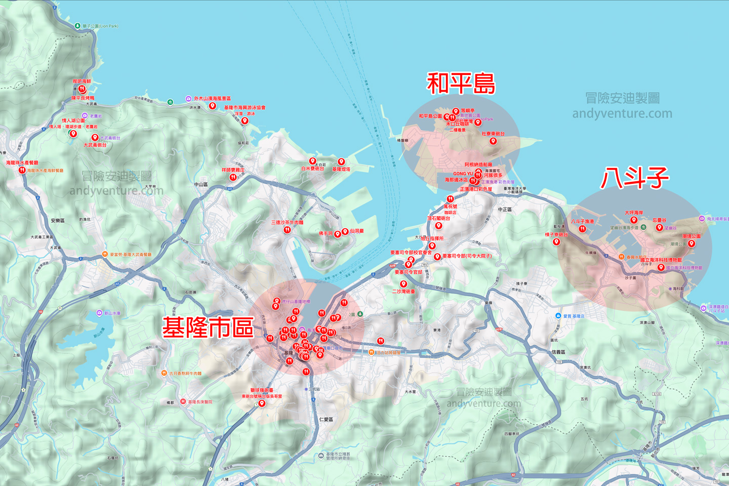 基隆郊區景點地圖