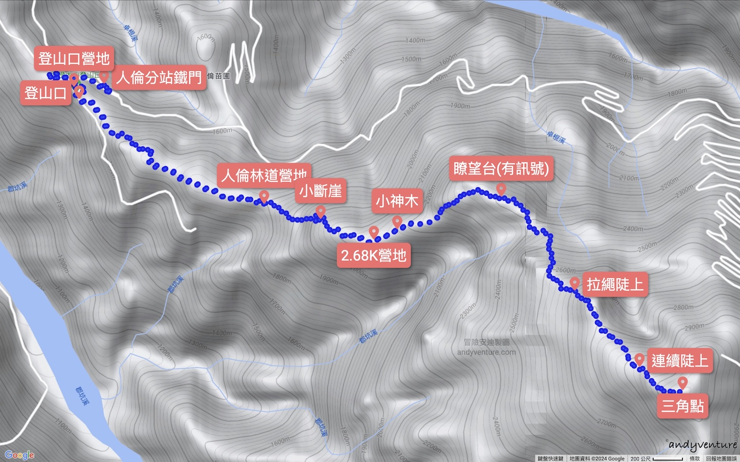 西巒大山景點和路線地圖