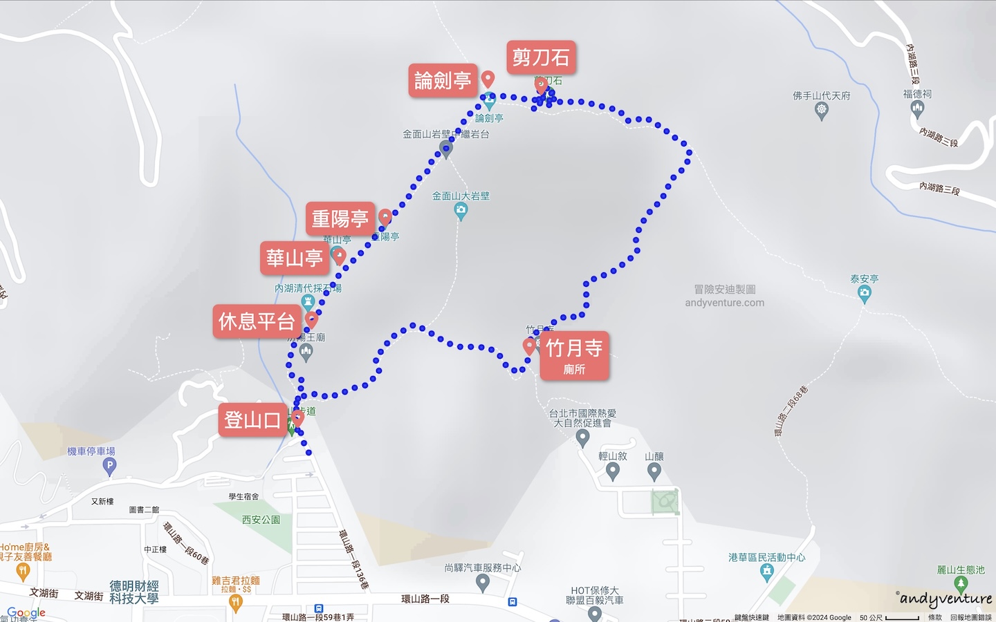 金面山登山路線