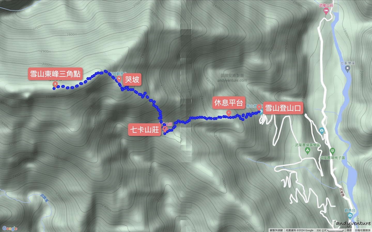 雪山東峰登山路線