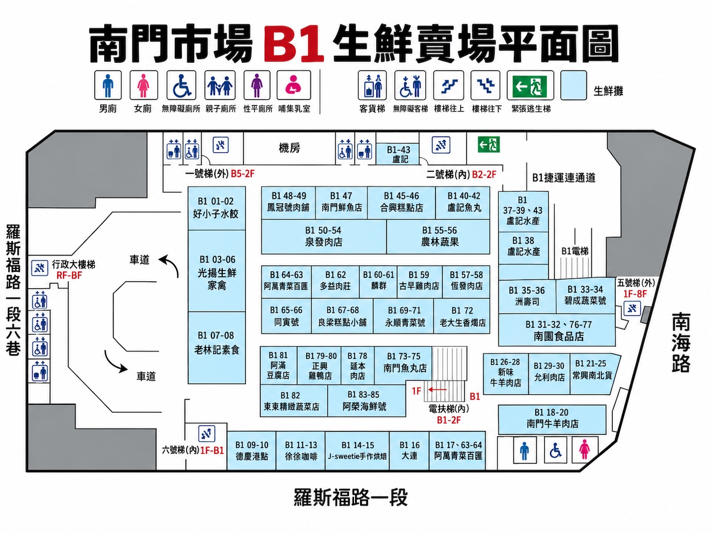 南門市場B1F平面圖 南門市場B1F平面圖