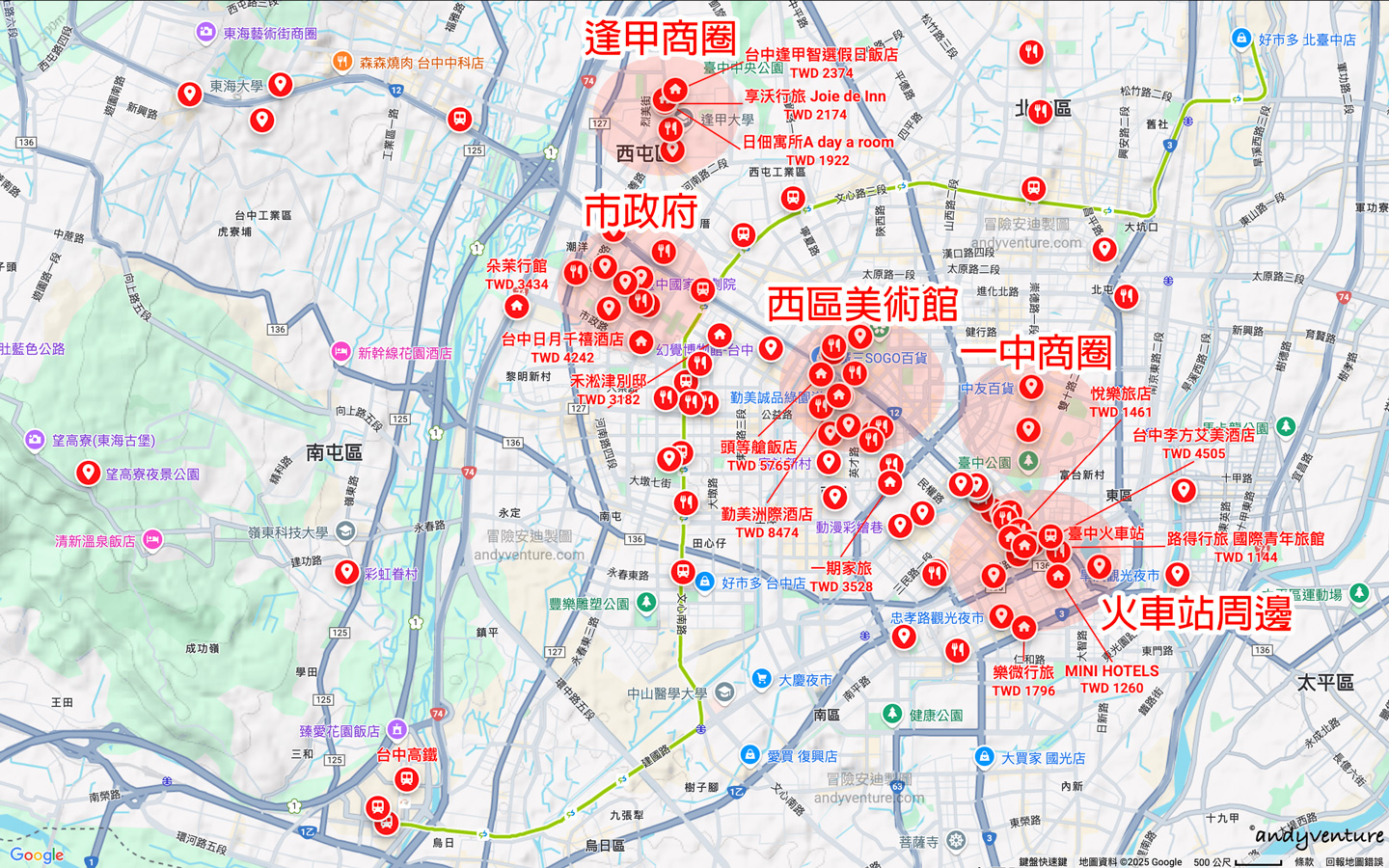 台中住宿地圖 台中住宿地圖