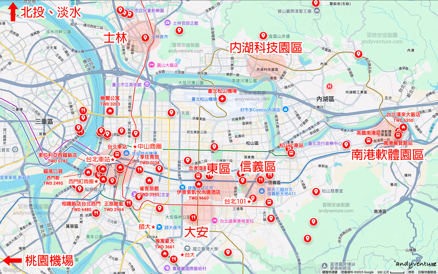 台北住宿地圖