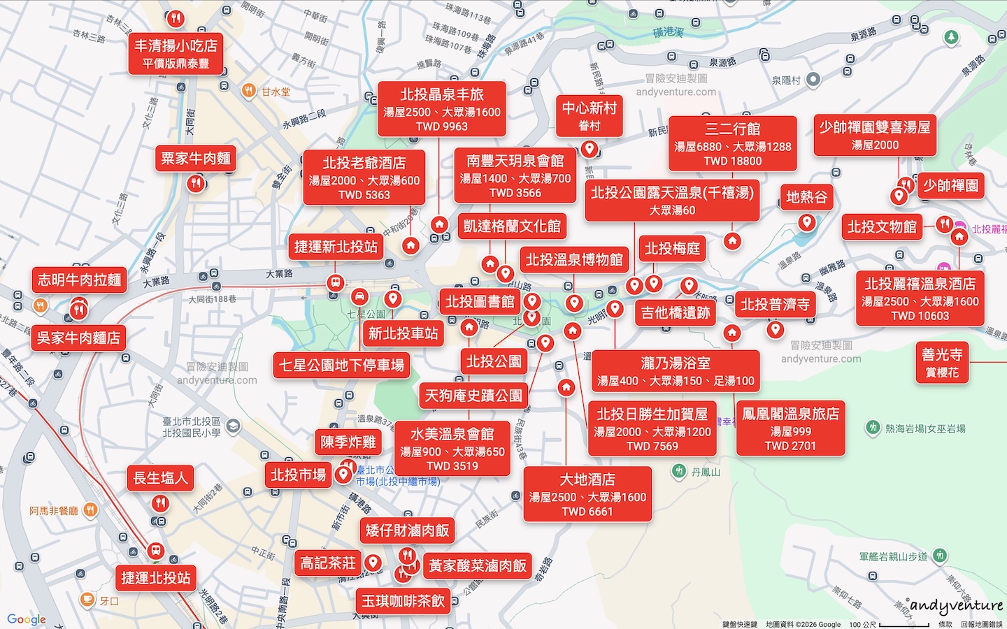 北投景點地圖 北投景點地圖