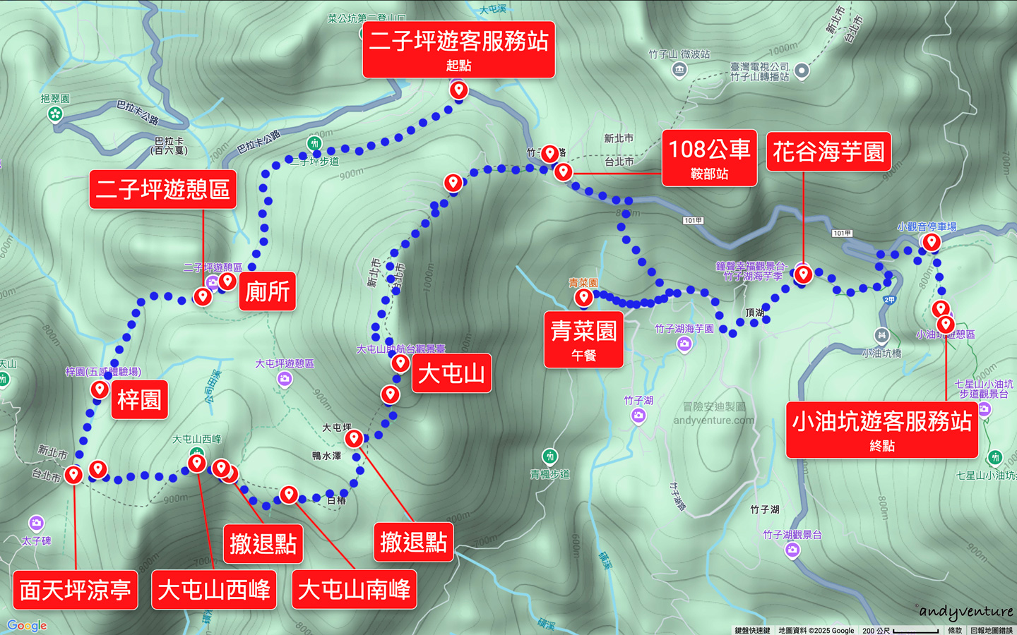 台北大縱走第二段路線地圖 台北大縱走第二段路線地圖