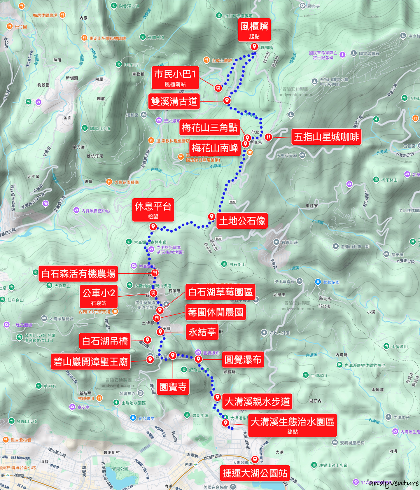 台北大縱走第四段路線地圖 台北大縱走第四段路線地圖