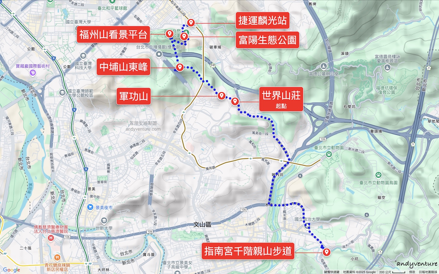 台北大縱走第七段路線地圖 台北大縱走第七段路線地圖