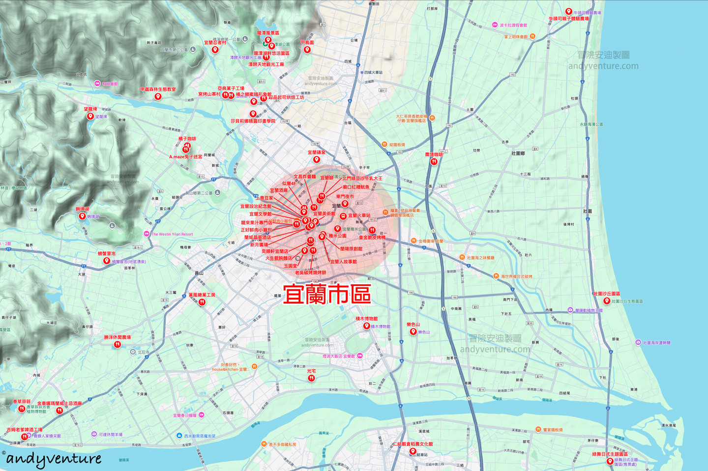 宜蘭市景點地圖