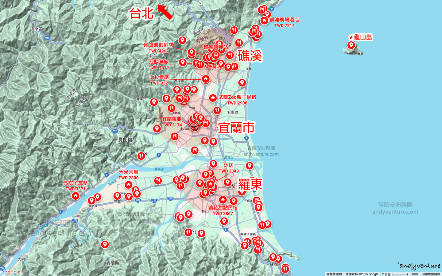 宜蘭住宿地圖